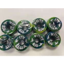 Air Waves Quad Roller Skate Wheels - Green/BlueSwirl - Pack of 8