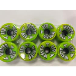 Air Waves Quad Roller Skate Wheels - Green/Yellow Swirl - Pack of 8