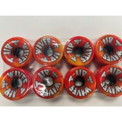 Air Waves Quad Roller Skate Wheels - Red/Orange Swirl - Pack of 8