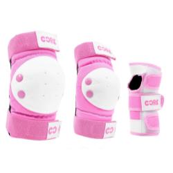 CORE Kids Junior Triple Pad Set (Knee/Elbow/Wrist) + Carry Bag - Pink