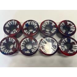 Air Waves Quad Roller Skate Wheels - Blue/Red Swirl - Pack of 8