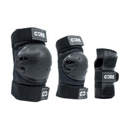 CORE Protection Junior Triple Pad Set (Knee/Elbow/Wrist) + Carry Bag - Black/Grey