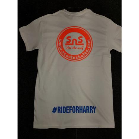 Ride for harry T-shirt (white/Orange)  £15.00