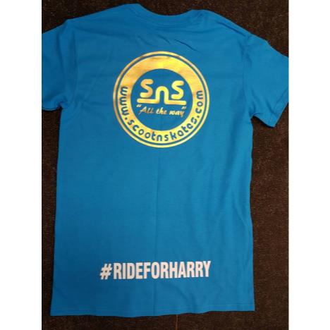 Ride for harry T-shirt (blue/gold)  £15.00